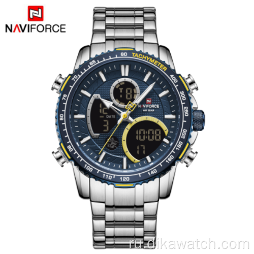 Модные многофункциональные часы NAVIFORCE 9182 с двумя дисплеями